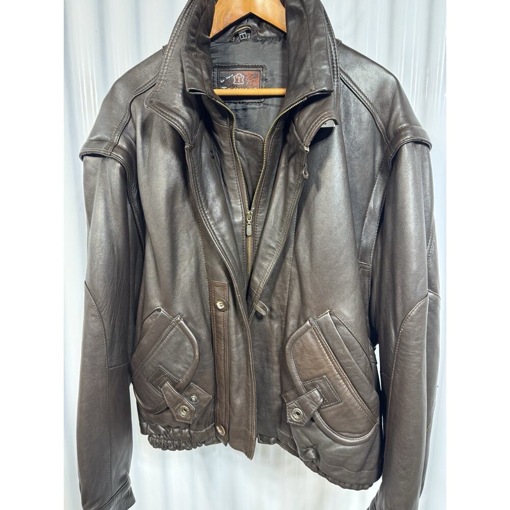 Toskana Lamb Leather Motorcycle Jacket With Removable Sleeves Men’s Large